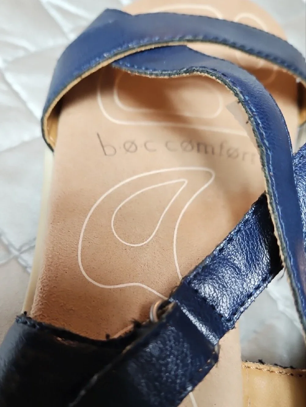 b.o.c. Navy Leather Cross-Strap Sandals